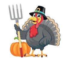 Happy Thanksgiving. Funny cartoon turkey bird vector