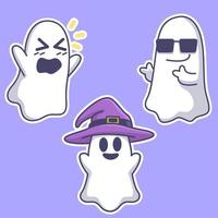 halloween cute ghosts set vector