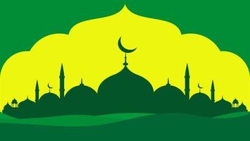 green Islamic background with Islamic pattern, suitable for banners of Eid al-Fitr, Eid al-Adha, Maulid Nabi, Muharram Islamic New Year and other Islamic themes. free vector