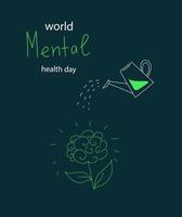 cartel del día mundial de la salud mental vectorial doodle estilo dibujado a mano ilustración vector