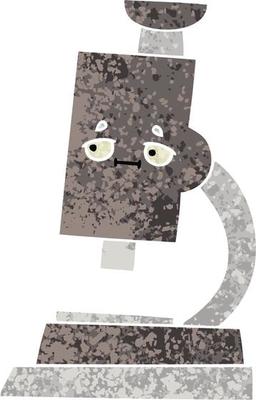retro illustration style cartoon microscope