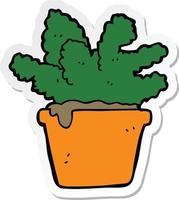 sticker of a cartoon house plant vector