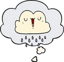 cartoon storm cloud and thought bubble in comic book style vector