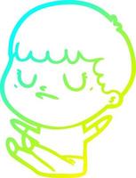 cold gradient line drawing cartoon grumpy boy vector