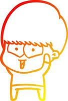 warm gradient line drawing cartoon happy boy vector