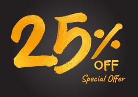 25 percent off Special Offer Gold Lettering Numbers brush drawing hand drawn sketch vector