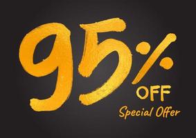 95 percent off Special Offer Gold Lettering Numbers brush drawing hand drawn sketch vector