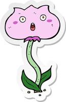 sticker of a cartoon shocked flower vector