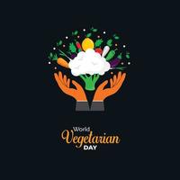 concepto del día mundial vegetariano. día mundial de la alimentación. plantilla para fondo, pancarta, tarjeta, póster. ilustración vectorial vector