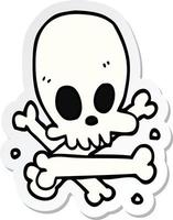 sticker of a cartoon skull and bones vector