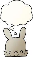 cartoon rabbit and thought bubble in smooth gradient style vector