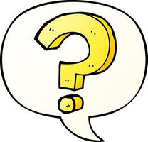 cartoon question mark and speech bubble in smooth gradient style vector