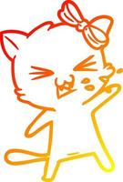 warm gradient line drawing cartoon cat vector