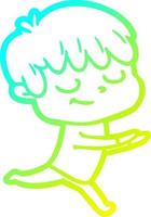 cold gradient line drawing cartoon happy boy vector