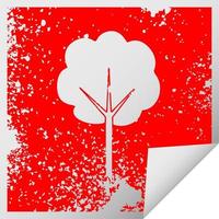 quirky distressed square peeling sticker symbol tree vector