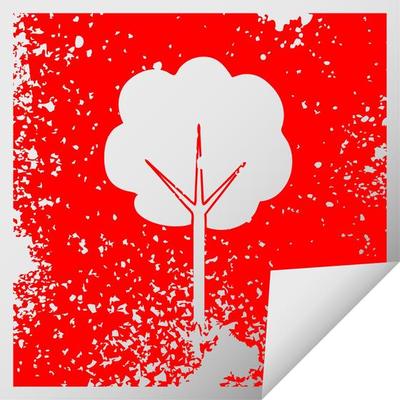 quirky distressed square peeling sticker symbol tree