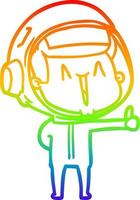 rainbow gradient line drawing happy cartoon astronaut vector