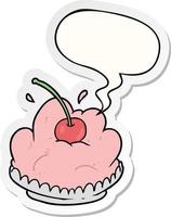 cartoon tasty dessert and speech bubble sticker vector