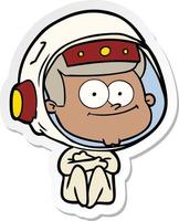 sticker of a happy astronaut cartoon vector