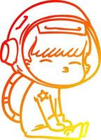 warm gradient line drawing cartoon curious astronaut vector