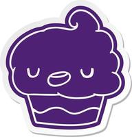 cartoon sticker kawaii of a cute cupcake vector