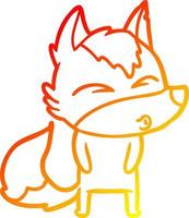 warm gradient line drawing cartoon wolf pouting vector