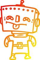 warm gradient line drawing cartoon robot vector