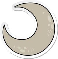 sticker of a quirky hand drawn cartoon crescent moon vector