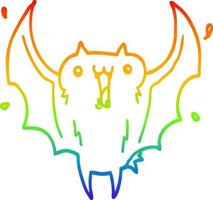 rainbow gradient line drawing cartoon happy vampire bat vector