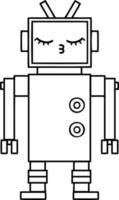 line drawing cartoon robot vector