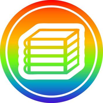 pila de libros circulares en el espectro del arco iris vector