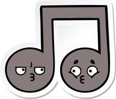 sticker of a cute cartoon musical note vector