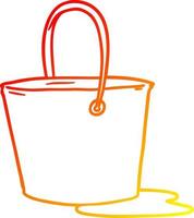 warm gradient line drawing cartoon bucket of water vector