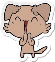 sticker of a laughing little dog cartoon vector