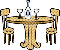 cartoon doodle dinner table and drinks vector