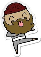 sticker of a man with beard sticking out tongue vector