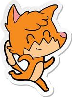 sticker of a cartoon friendly fox vector