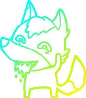 cold gradient line drawing cartoon hungry wolf vector