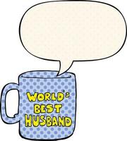 worlds best husband mug and speech bubble in comic book style vector