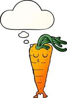 cartoon carrot and thought bubble in smooth gradient style vector