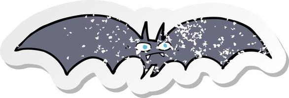 retro distressed sticker of a cartoon vampire bat vector