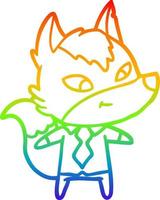 rainbow gradient line drawing friendly cartoon wolf manager vector