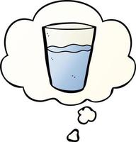 cartoon glass of water and thought bubble in smooth gradient style vector