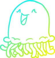 línea de gradiente frío dibujando medusas felices vector