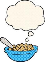 cartoon cereal bowl and thought bubble in comic book style vector