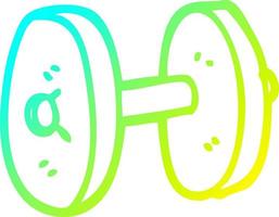 cold gradient line drawing cartoon gym weights vector