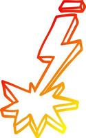 warm gradient line drawing cartoon thunder bolt vector