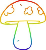 rainbow gradient line drawing cartoon mushroom vector