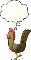 cartoon rooster and thought bubble in smooth gradient style vector