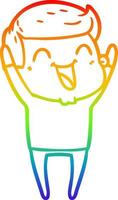 rainbow gradient line drawing cartoon man laughing vector